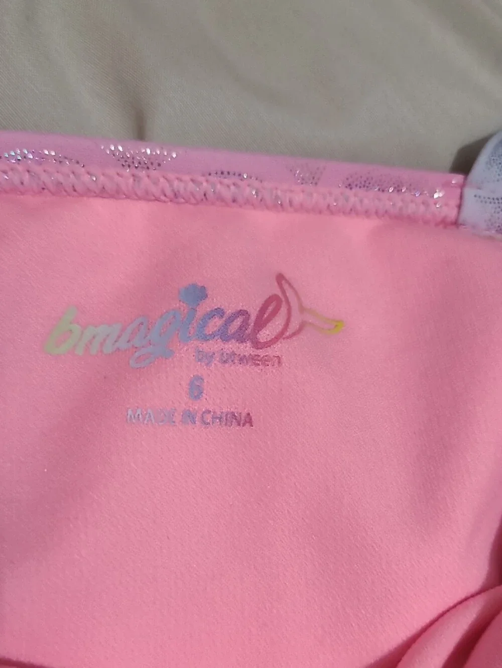Magic Pastel Pink Girls' Swimsuit with Shimmer Accent